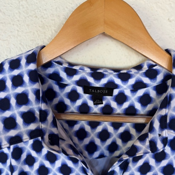 Talbots Blue and White Geometric XL Dress - Picture 4 of 6